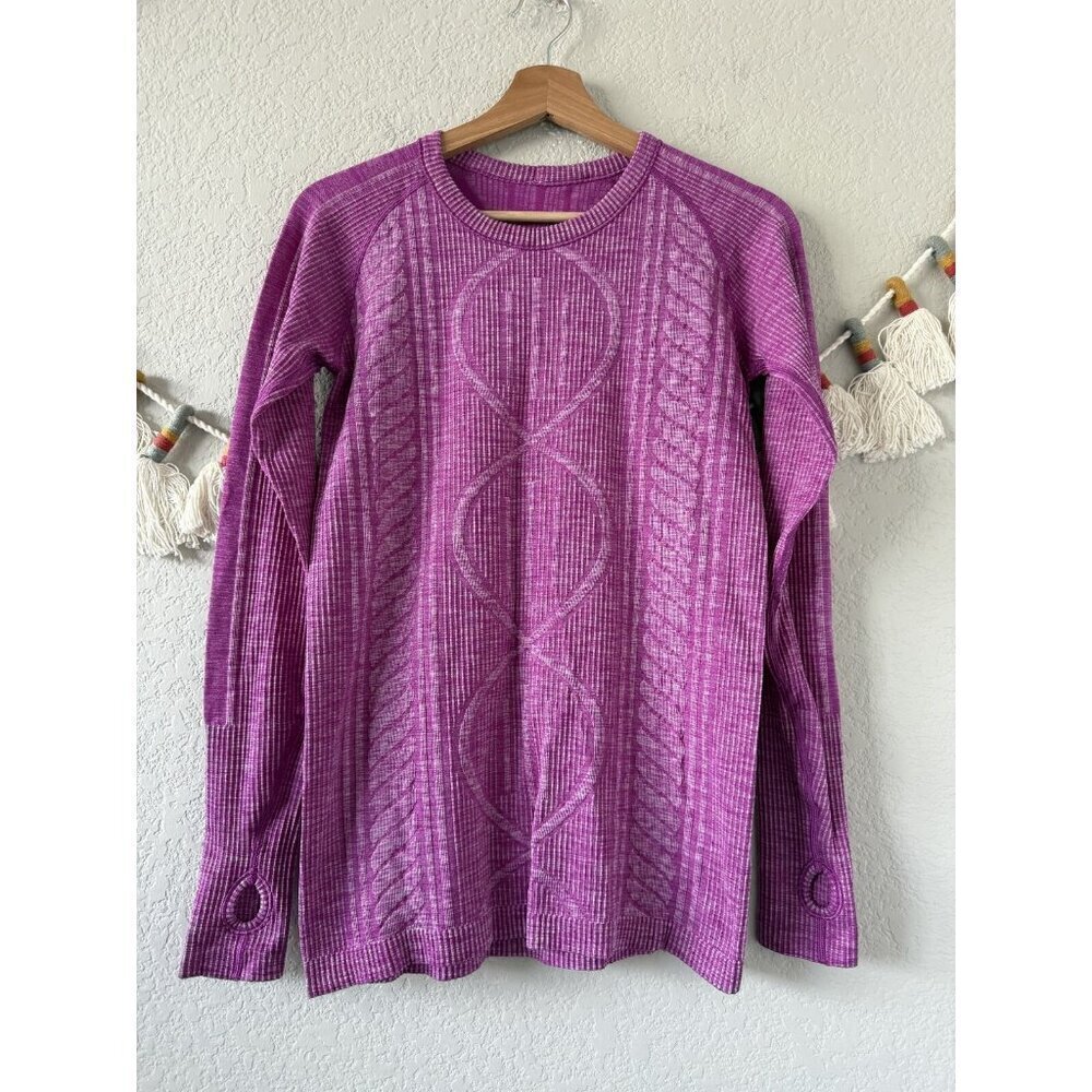 Lululemon Rest Less Ultra Violet Long Sleeve Seamless Top Run On The Go Yoga 4
